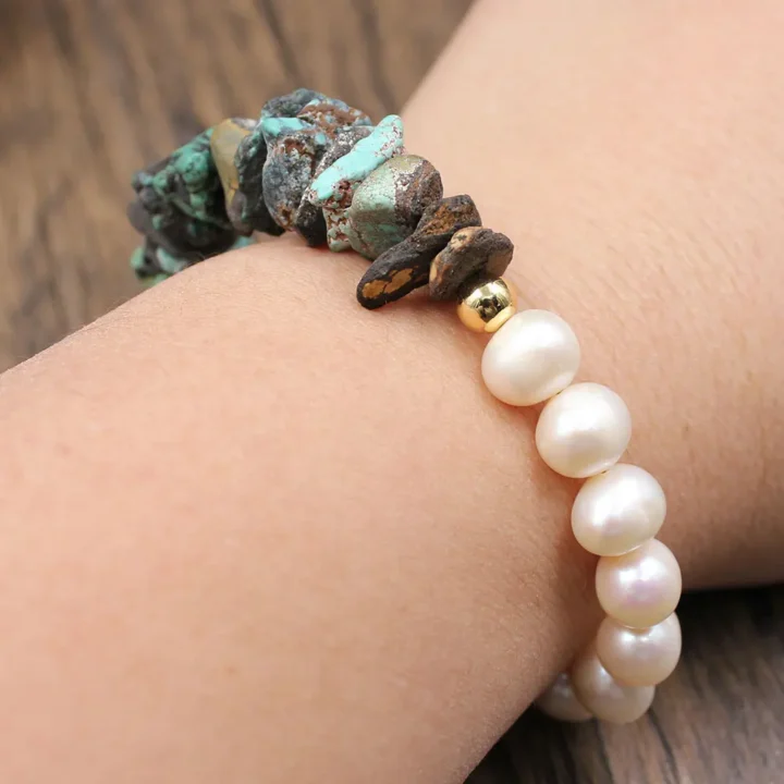 Pulseira de Pérola Turquesa de Água Doce