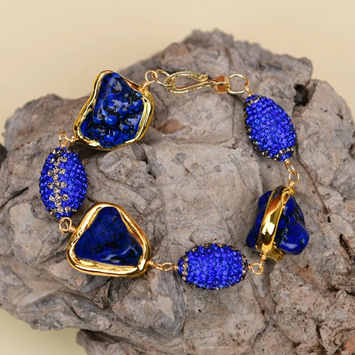 Pulseira de Pedra Azul Banhada a Ouro - Image 3