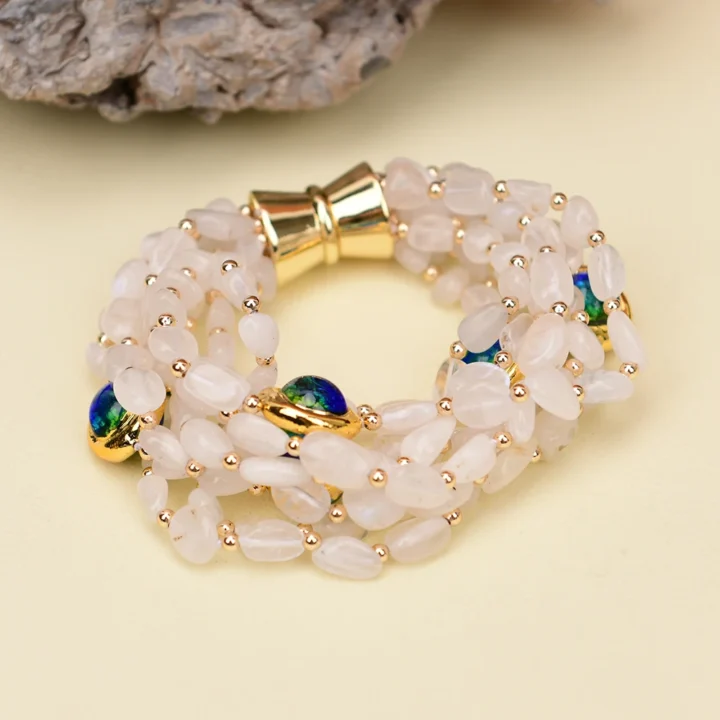 Pulseira Folheada a Ouro de Pedra Lunar