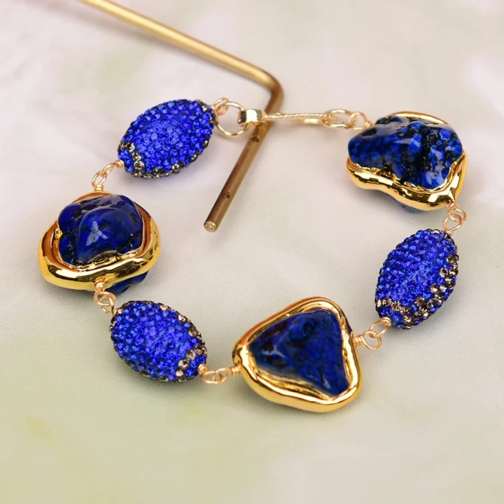 Pulseira de Pedra Azul Banhada a Ouro - Image 4